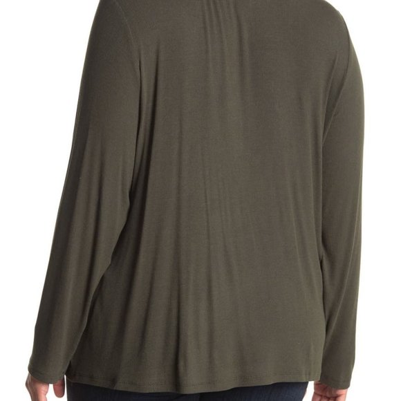 Magaschoni Ribbed Henley Top Pullover Button Front Shirt Green Size 1X NEW - Picture 2 of 6